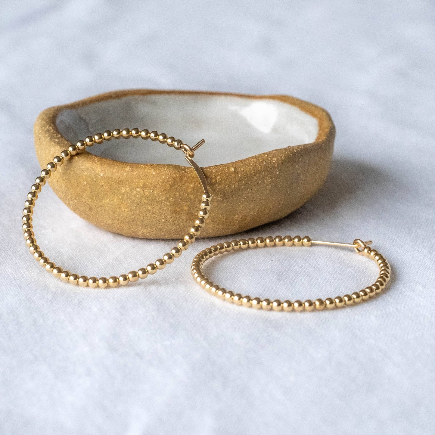 Ouroboros 2mm gold filled beaded Hoops