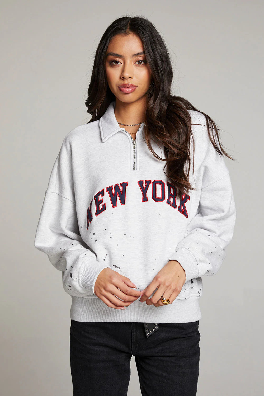 New York Splatter Paint Half Zip