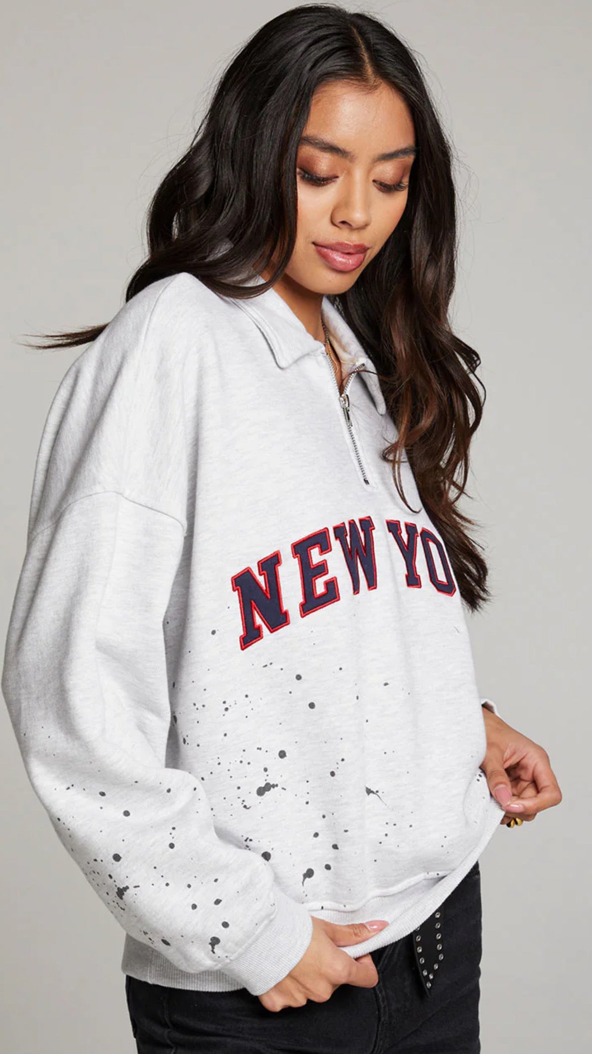 New York Splatter Paint Half Zip