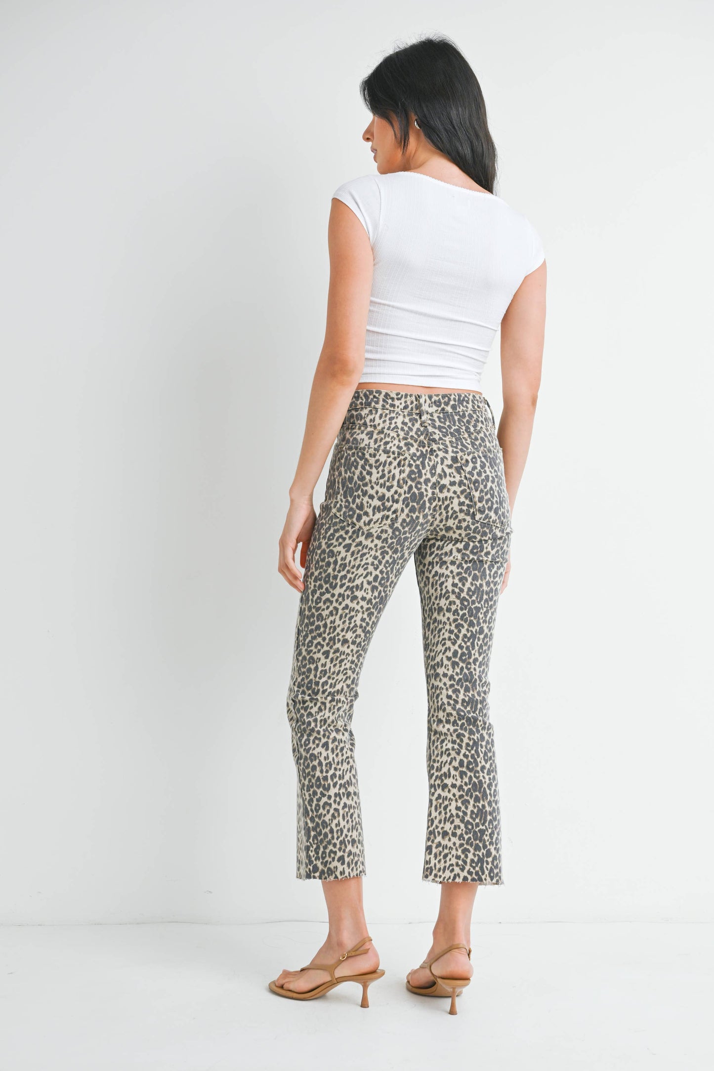 High Rise Tonal Crop Flare| Leopard