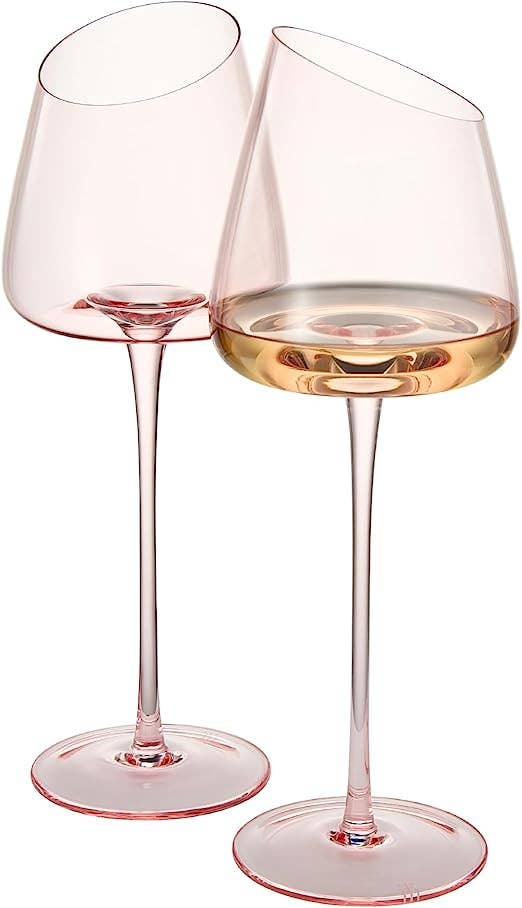 Pink Slanted Wine Glasses | Blush