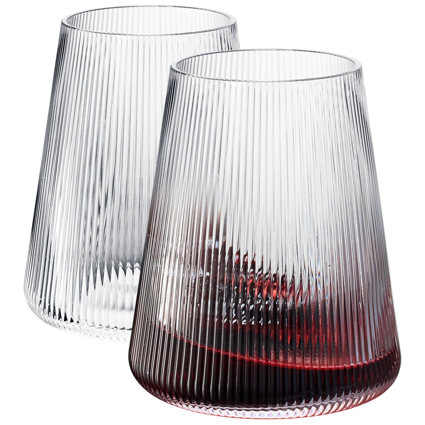 Ripple Modern Wine Glasses | Set of 2| Crystal Large 13.5 oz