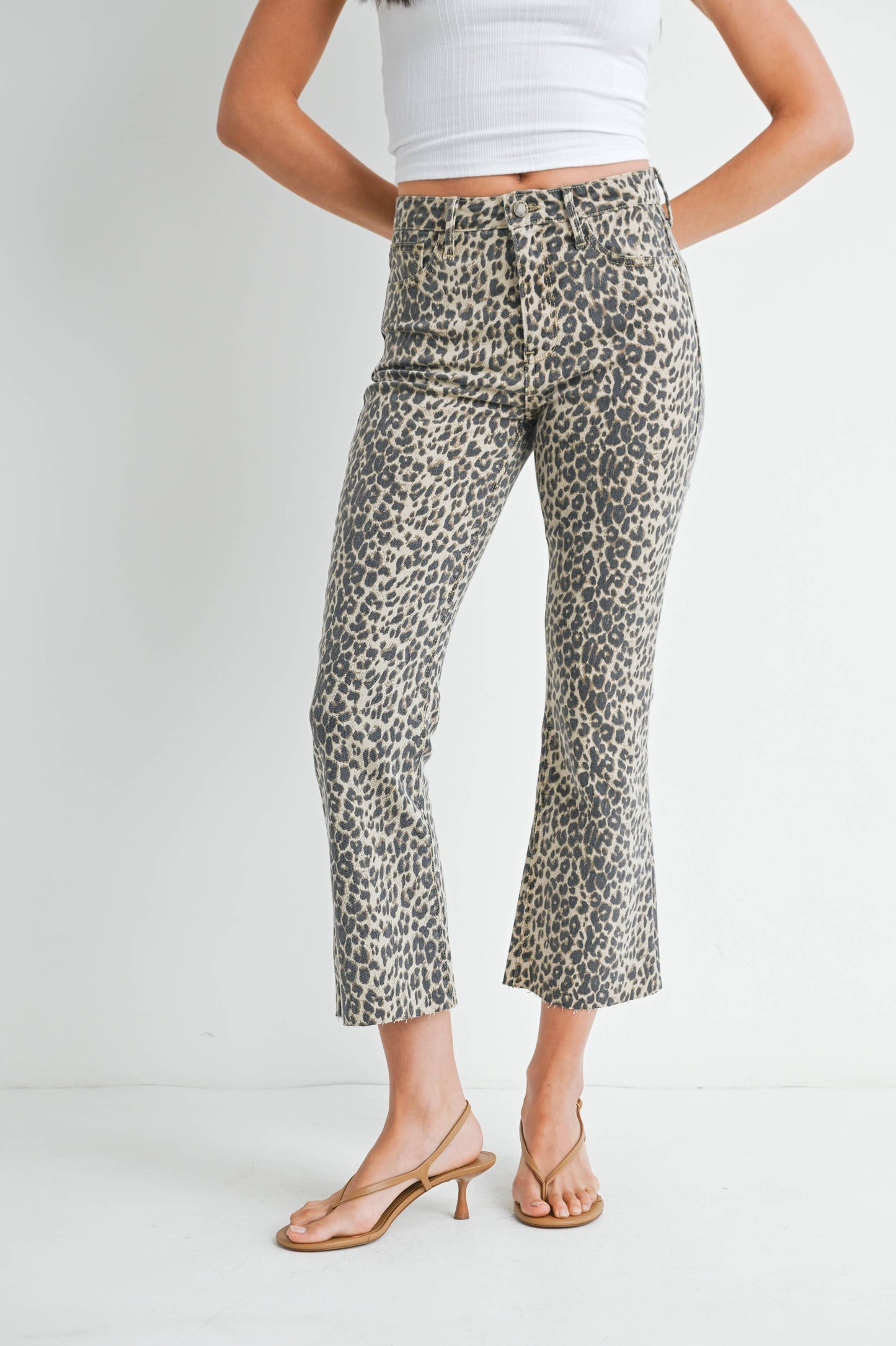 High Rise Tonal Crop Flare| Leopard