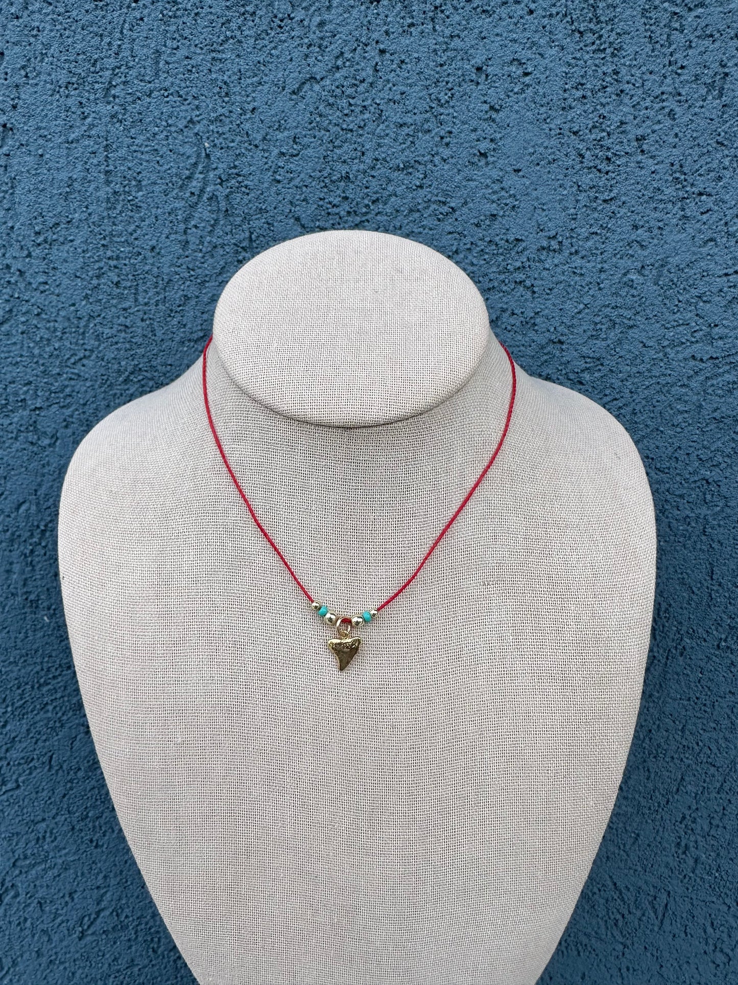 Cord and Gold Pendant Necklace | Shark Tooth