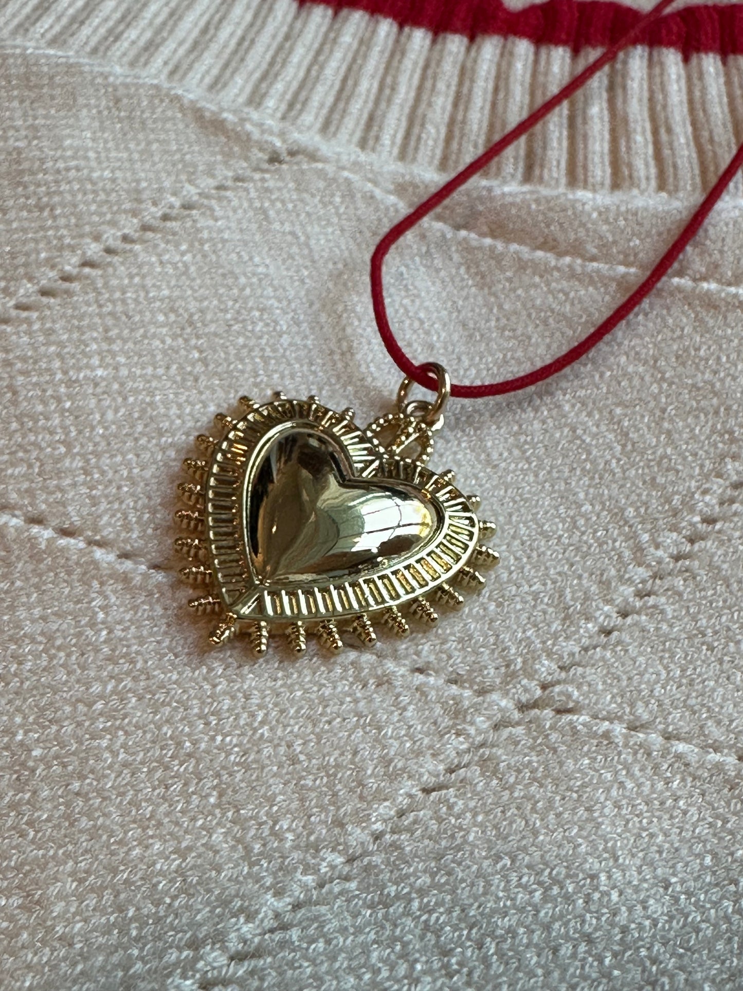 Heart Pendant on Red Cord