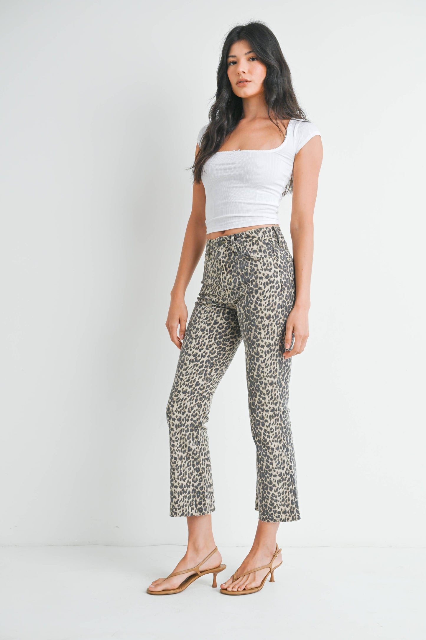 High Rise Tonal Crop Flare| Leopard