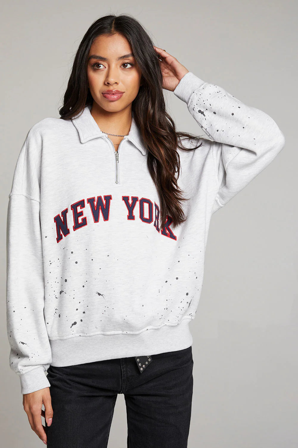 New York Splatter Paint Half Zip