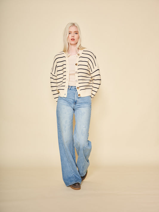 Amara Cardigan | Navy Stripe