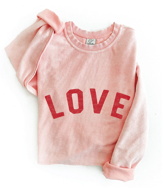 Pre Order - LOVE Thermal Vintage Pullover | PINK