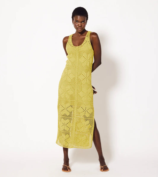 Joy Crochet Ankle Dress | Yellow