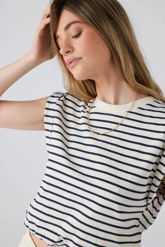 Jolie Keyhole Tank | Navy Stripe