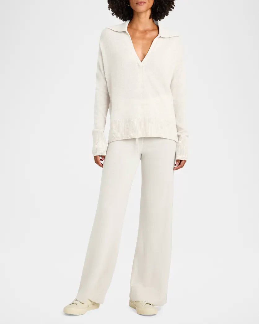 Tori Cashmere Polo Sweater | Pale Oak Heather