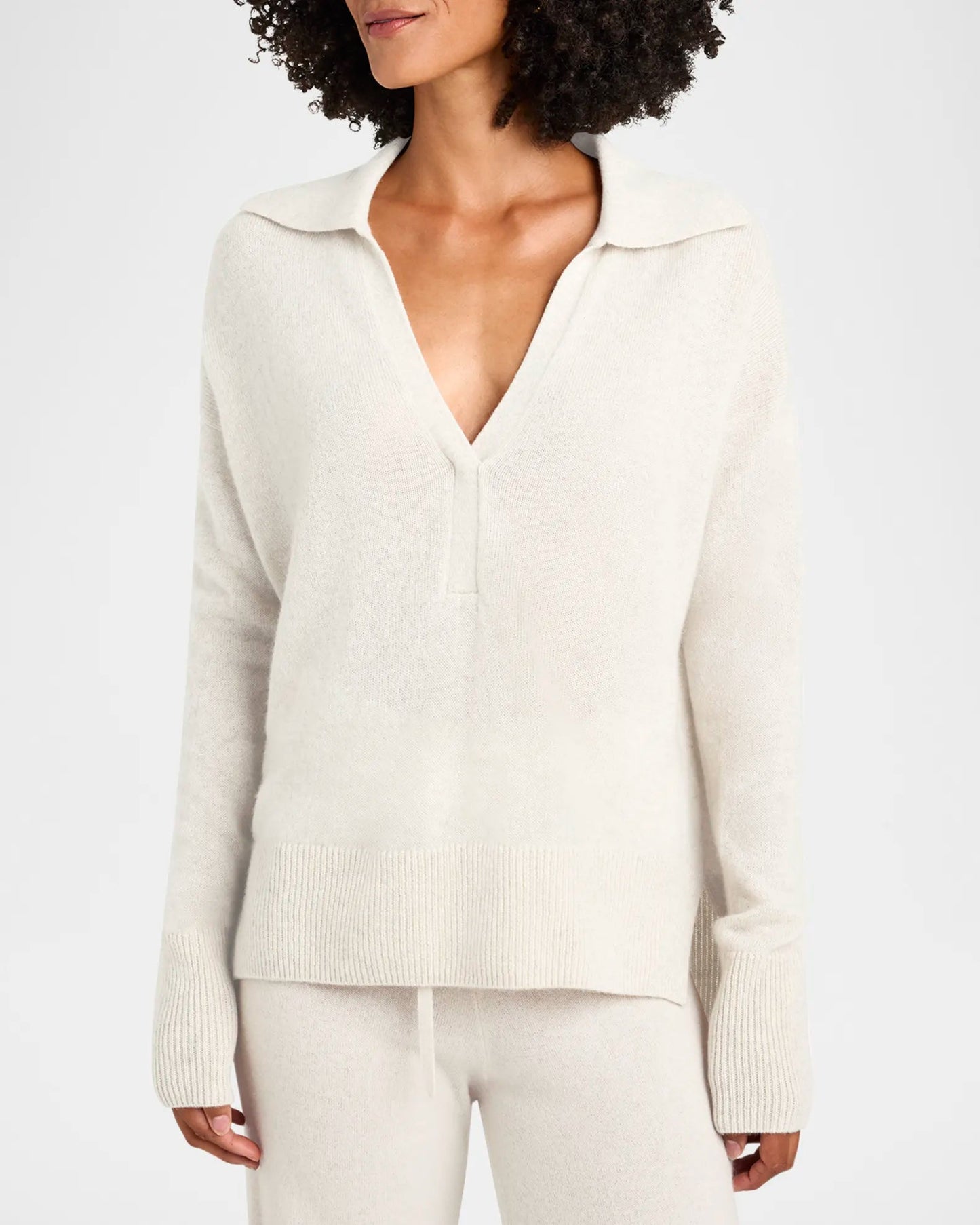 Tori Cashmere Polo Sweater | Pale Oak Heather