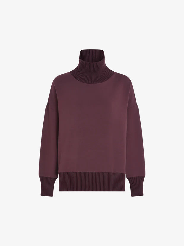 Barker High Neck Sweat | Deep Mahogany