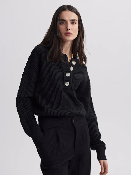 Vera Button Down Sweater | Black