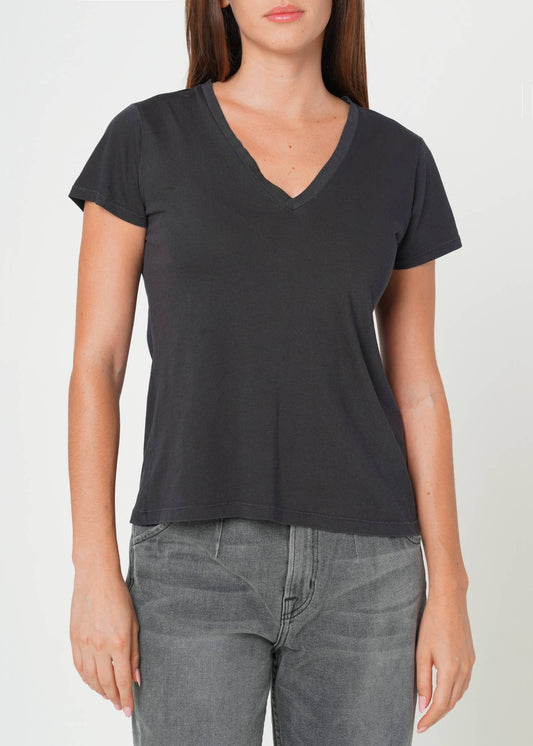 Supima Cotton V Neck Tee In Black