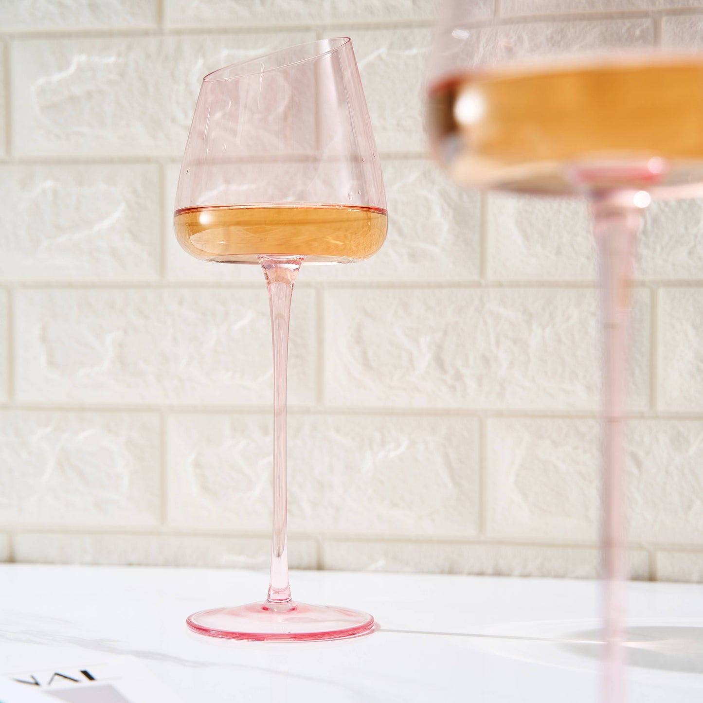 Pink Slanted Wine Glasses | Blush