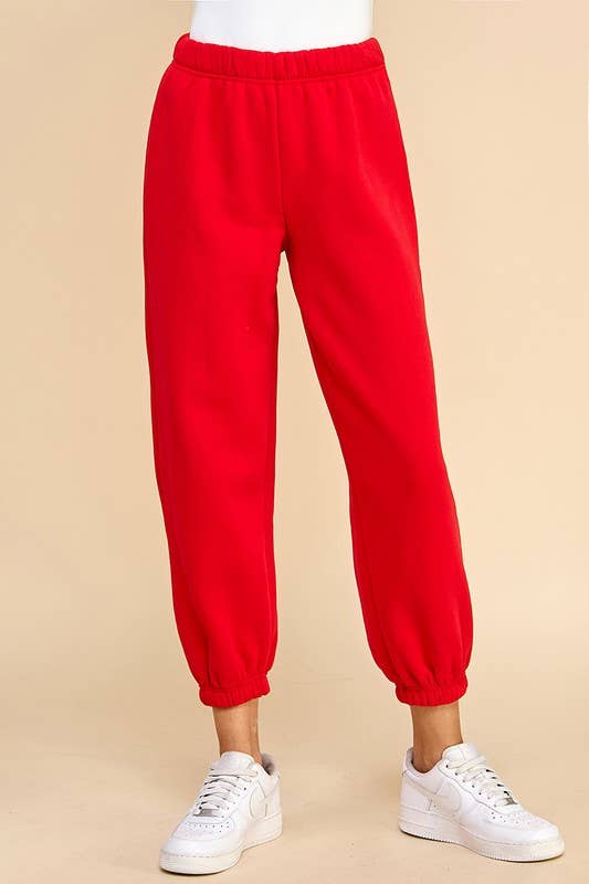 Elastic Waistband Jogger Sweatpants | Cherry