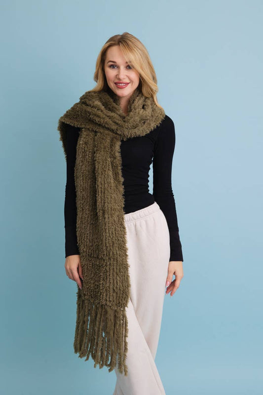 Ultra Soft Boucle Fringe Blanket Scarf