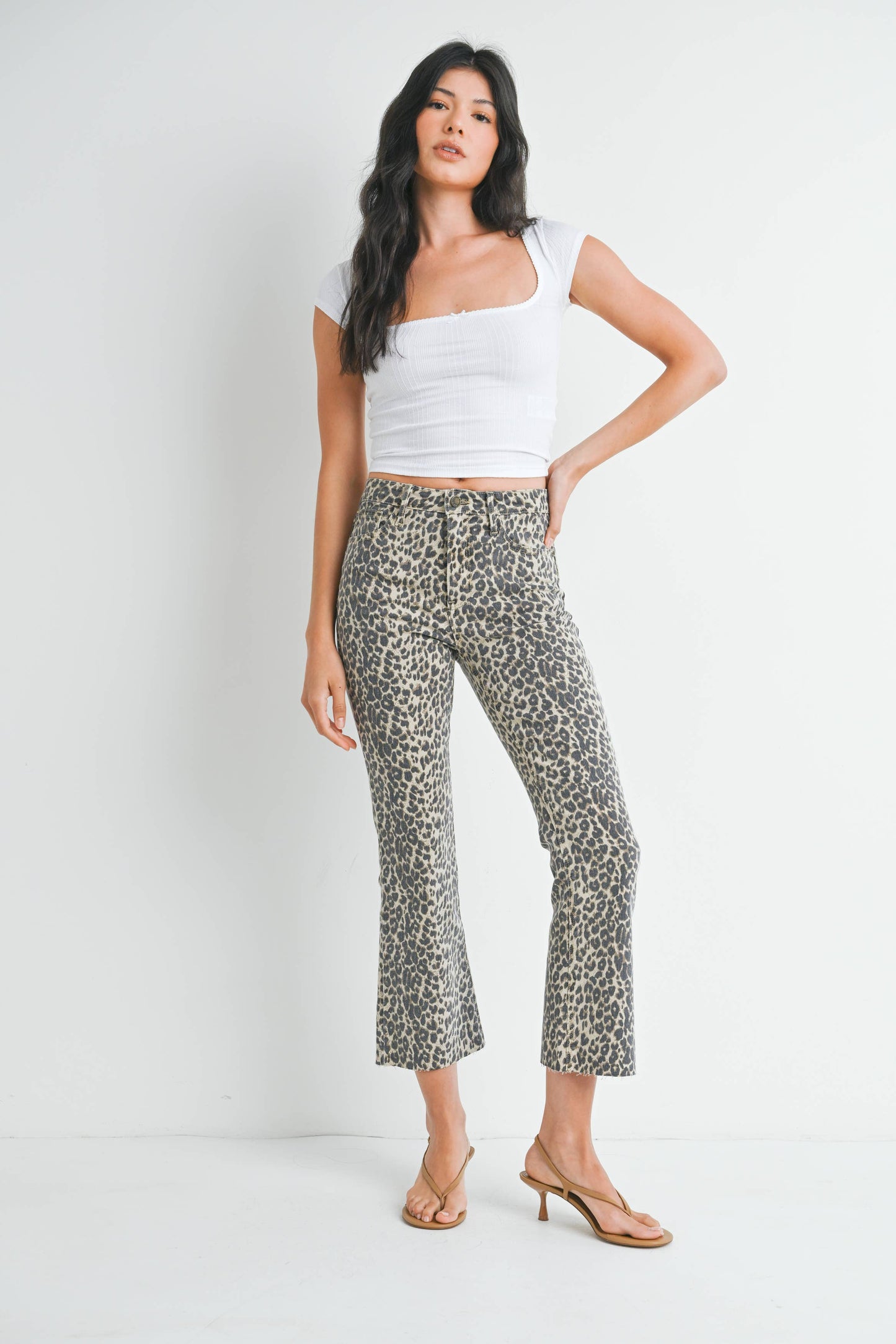 High Rise Tonal Crop Flare| Leopard