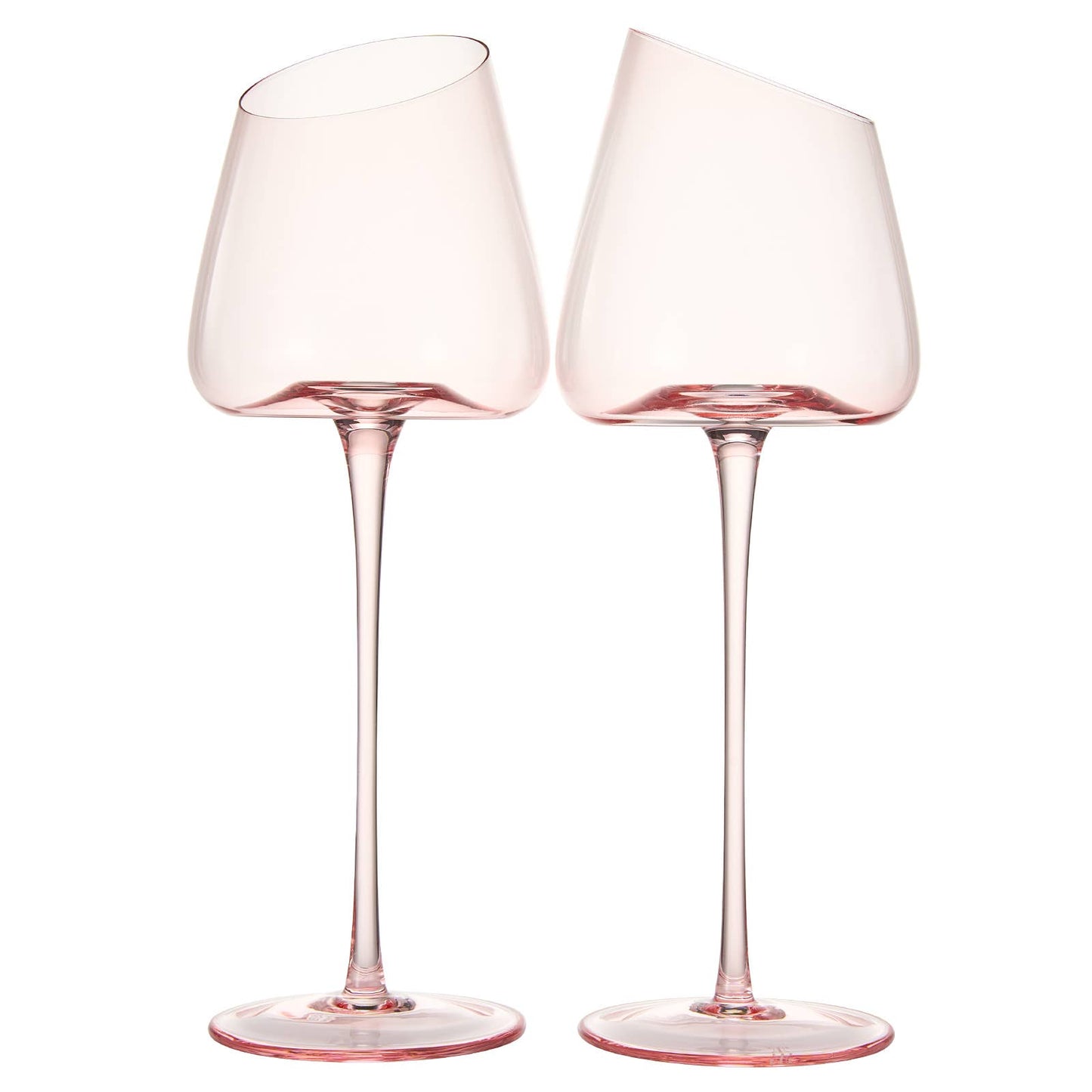 Pink Slanted Wine Glasses | Blush